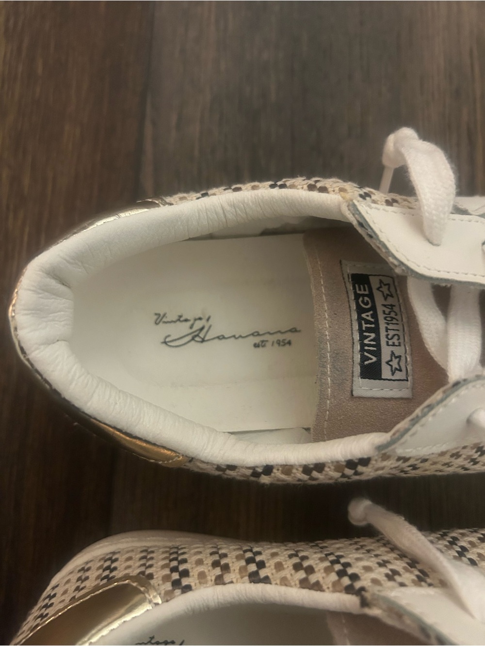 Vintage Havana Women's Beige, White and Black Woven Sneakers - Picture 12 of 14